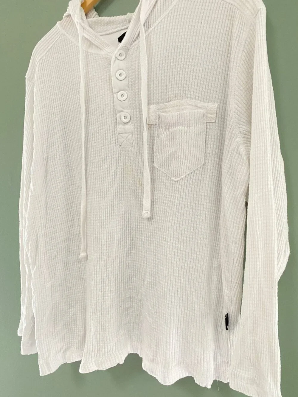 Kenneth Cole Hoodie Waffle Knit White Size Lg.  Beach Look